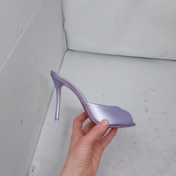 CHRISTIAN LOUBOUTIN Me Dolly Metallic Leather Lilac Smoke Heel Mule Sandal - Picture 8 of 10